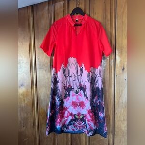 Red and Pink Fantasy Landscape Dress